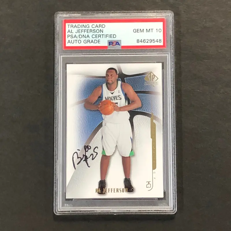 2008-09 SP Authentic #7 Al Jefferson Signed Card AUTO 10 PSA Slabbed Timberwolves