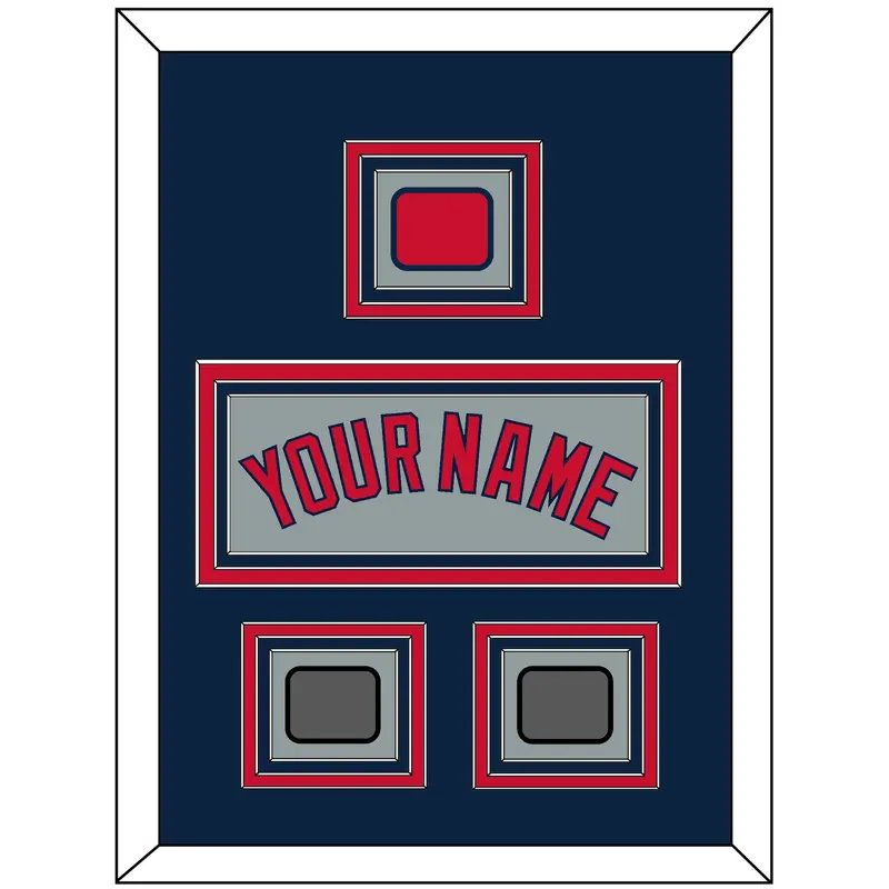 Boston Name, Logo Patch & Two World Series Jersey Patches - Road Gray - Triple Mat 3