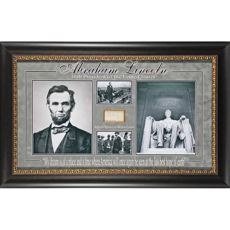Abraham Lincoln Signed & Framed 1.5x3.25 1862 Cut Signature BAS #AD04322