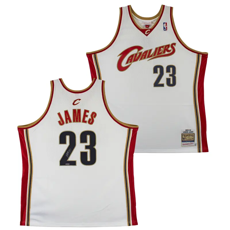 Cavaliers LeBron James Signed White 2003 M&N HWC Authentic Jersey UDA #BAJ20766