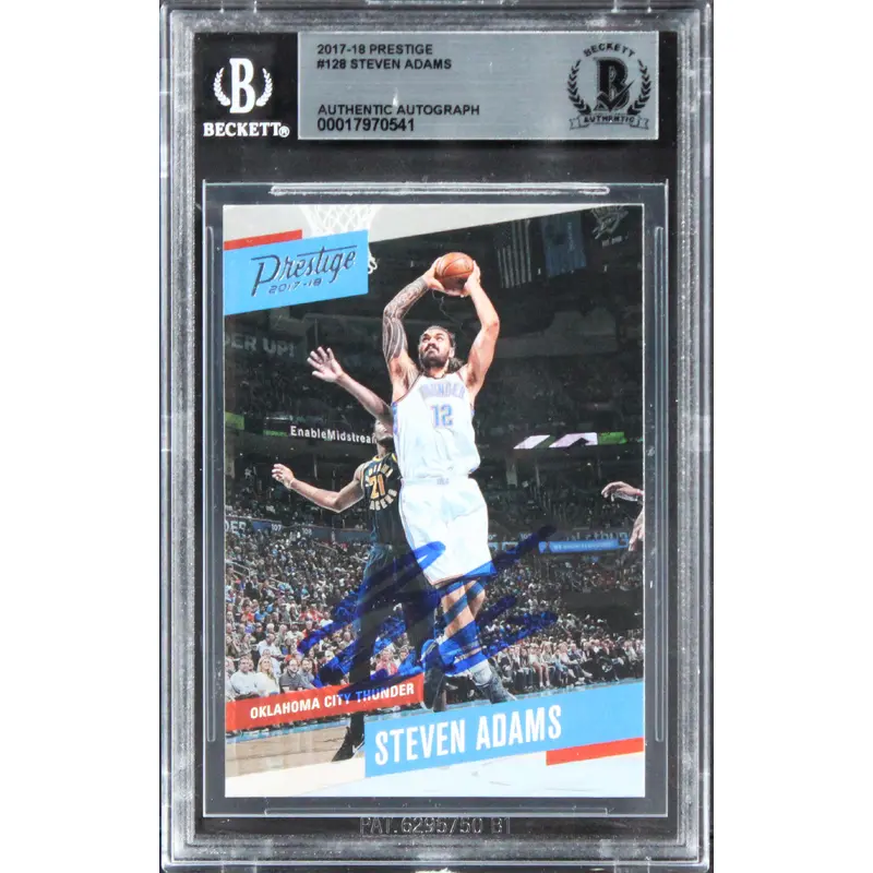 Thunder Steven Adams Authentic Signed 2017 Prestige #128 Card BAS Slabbed