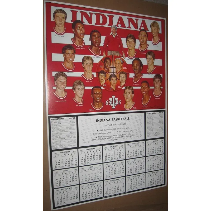 1985-86 Indiana University Basketball Schedule Poster 19x28