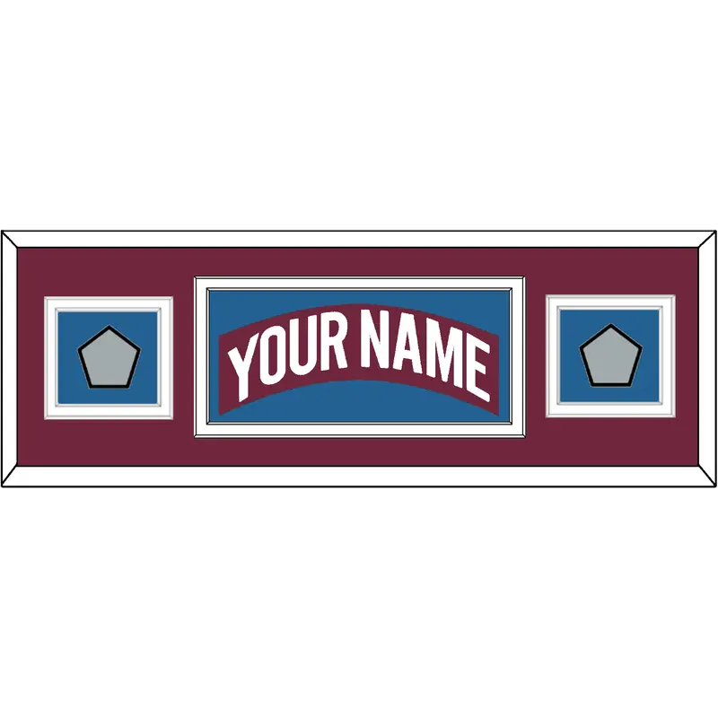 Colorado Nameplate & 2 Stanley Cup Finals Patches - Road Burgundy (1999-2001) - Double Mat 6