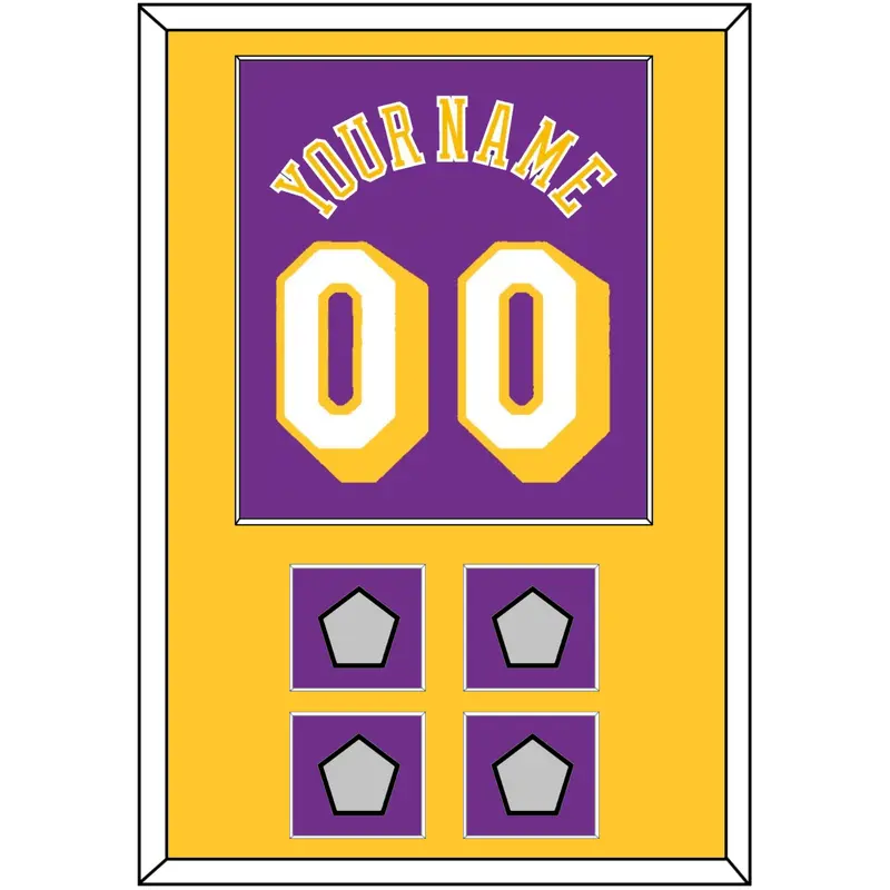 Los Angeles Name & Number With 4 Trophy Patches - Road Purple (1978-1997) - Single Mat 2