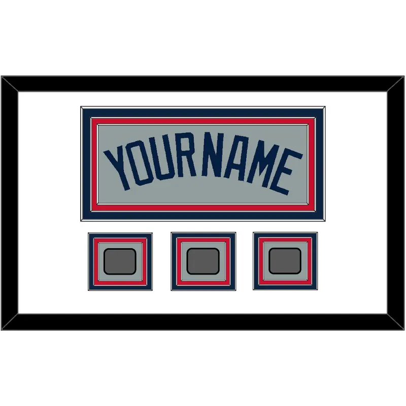 Boston Name & Three World Series Jersey Patches - Road Gray (2009-2013) - Triple Mat 1