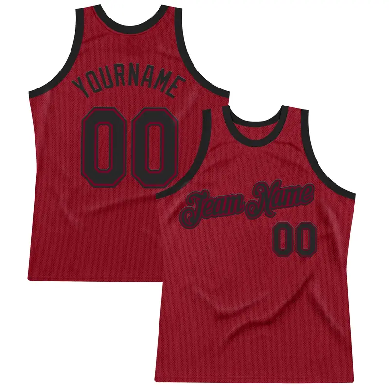 Custom Maroon Black Authentic Throwback Basketball Jersey