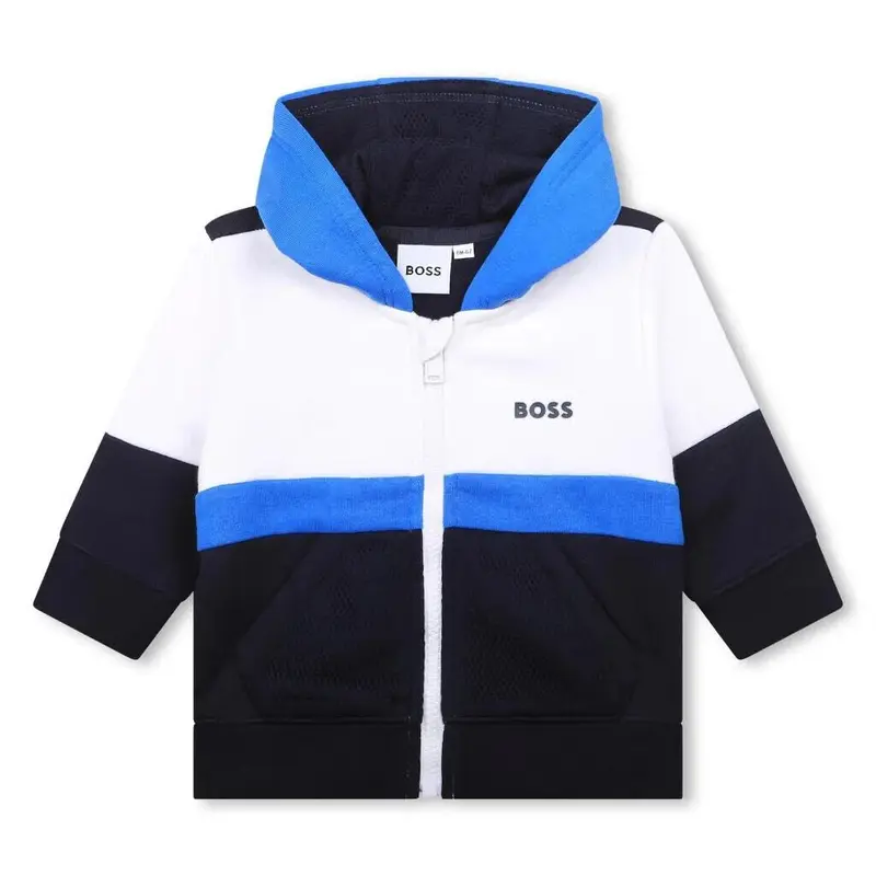 HUGO BOSS KIDS SWEATER BLUE HUGO BOSS ZIP UP HOODIE J05A49 849