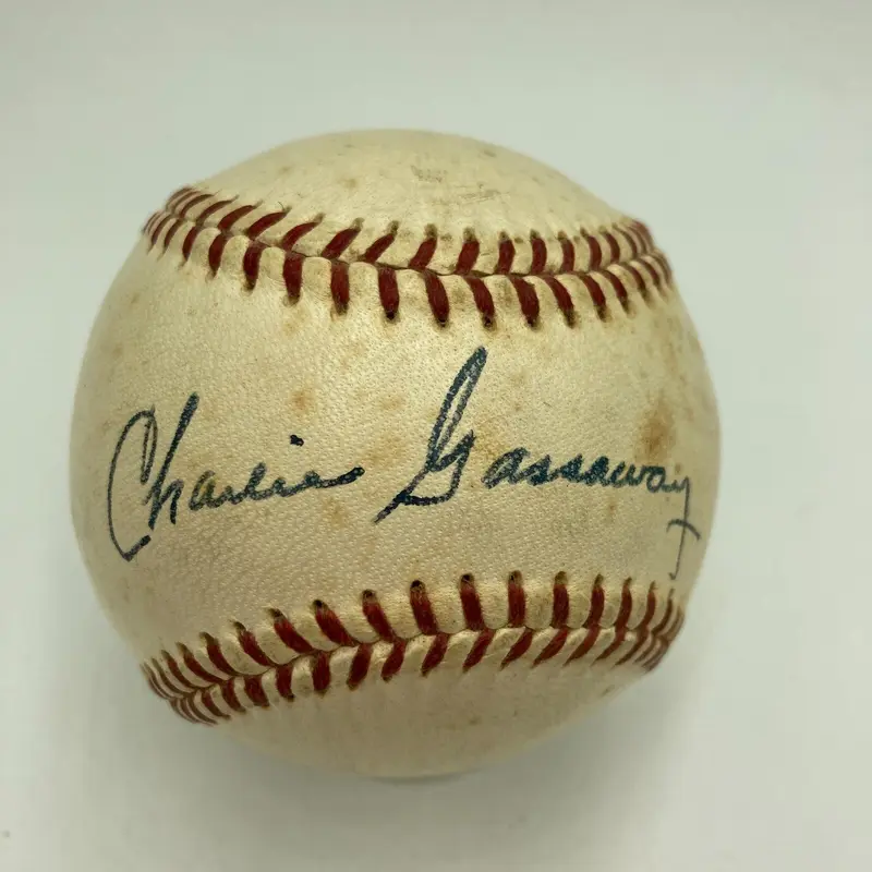 Charlie Gassaway  "Sheriff" Signed  1950's American League Harridge Baseball JSA