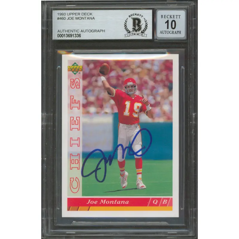 Chiefs Joe Montana Authentic Signed 1993 Upper Deck #460 Card Auto 10! BAS Slab