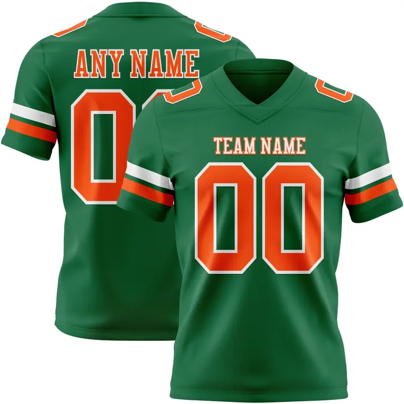 Custom Kelly Green Orange-White Mesh Authentic Football Jersey
