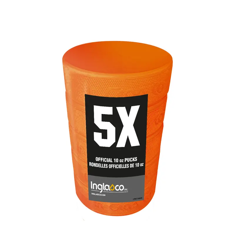 Orange Weighted 10oz Training Hockey Pucks 5-Pack
