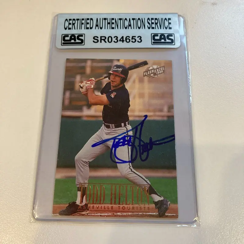 1996 Fleer Excel Todd Helton Signed RC CAS Certified Auto