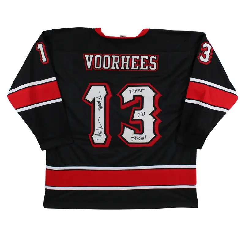 Ari Lehman "First F'n Jason" Signed Black Jason Voorhees Hockey Jersey BAS