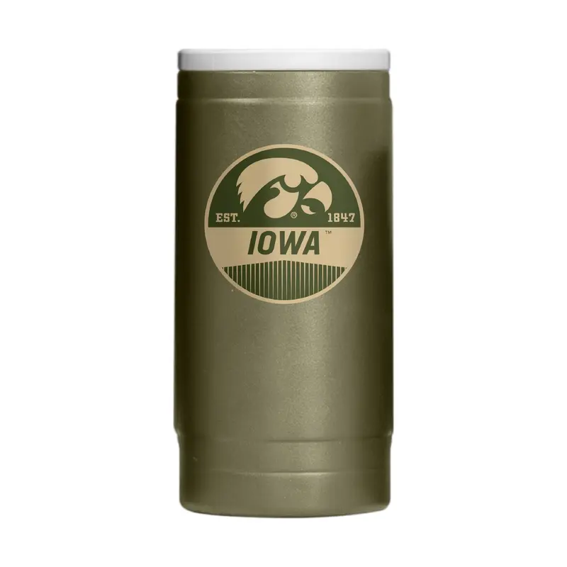 Iowa  Badge Powder Coat Slim Can Coolie