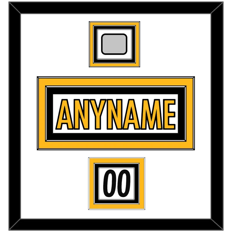 Pittsburgh Nameplate, Number (Shoulder) & Super Bowl Jersey Patch - Road White - Triple Mat 1