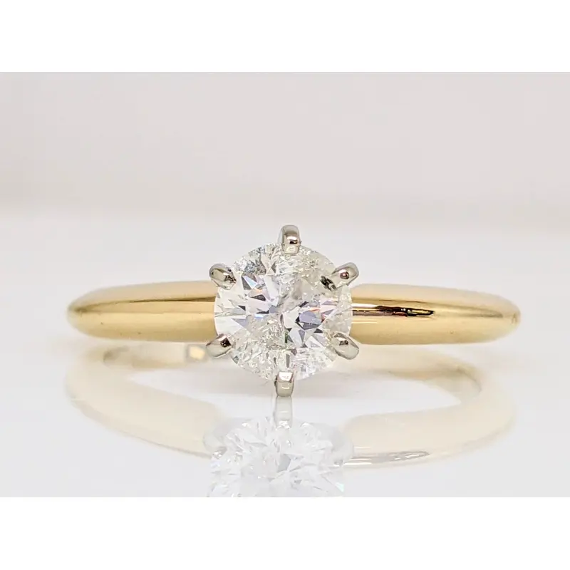 14K .52 CARAT TOTAL I3 I DIAMOND ROUND ESTATE SOLITAIRE RING 2.4 GRAMS