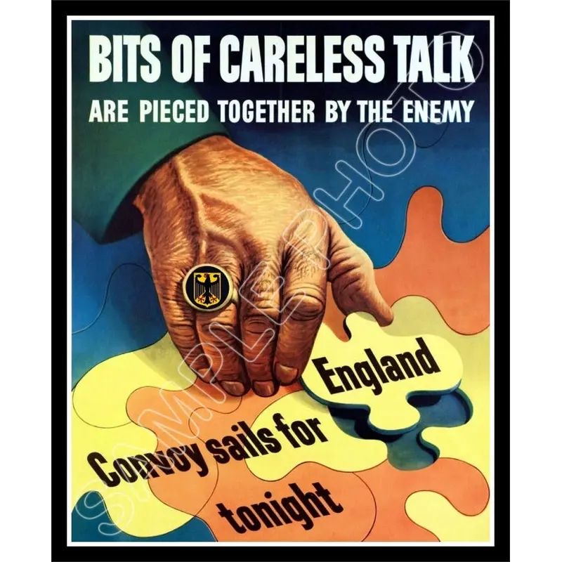 1943 WWII Poster Photo 8X10 Photo - Bits Of Careless Talk - 3105