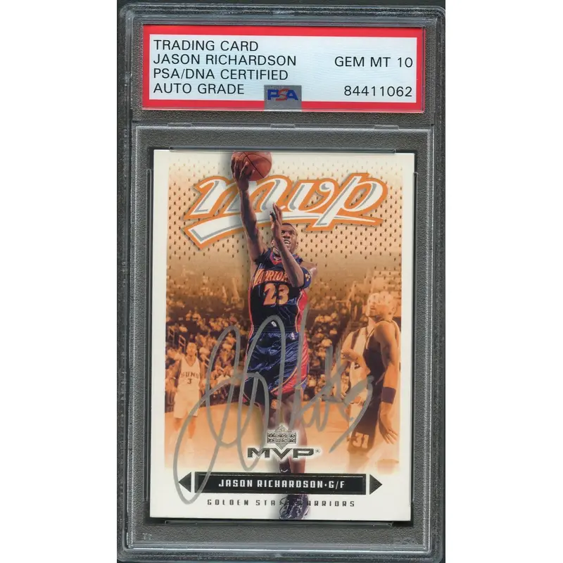 2003-04 Upper Deck MVP #46 Jason Richardson Signed Card AUTO 10 PSA Slabbed Warriors