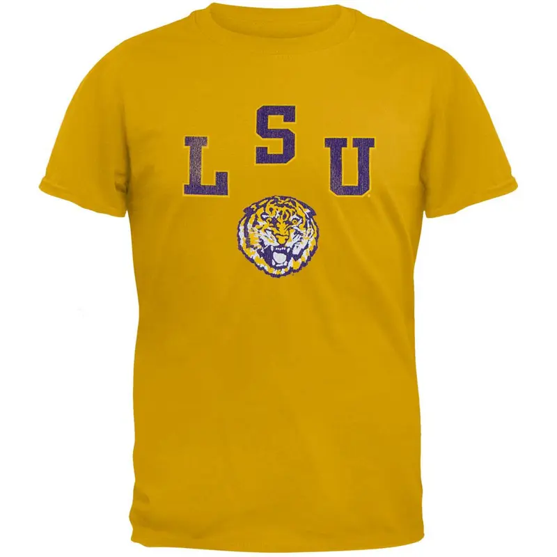 LSU Tigers - Distressed Letters and Tiger Vintage Adult Soft T-Shirt