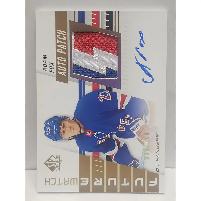Adam Fox 2019 Upper Deck SP Authentic Rookie Patch Auto #38/100