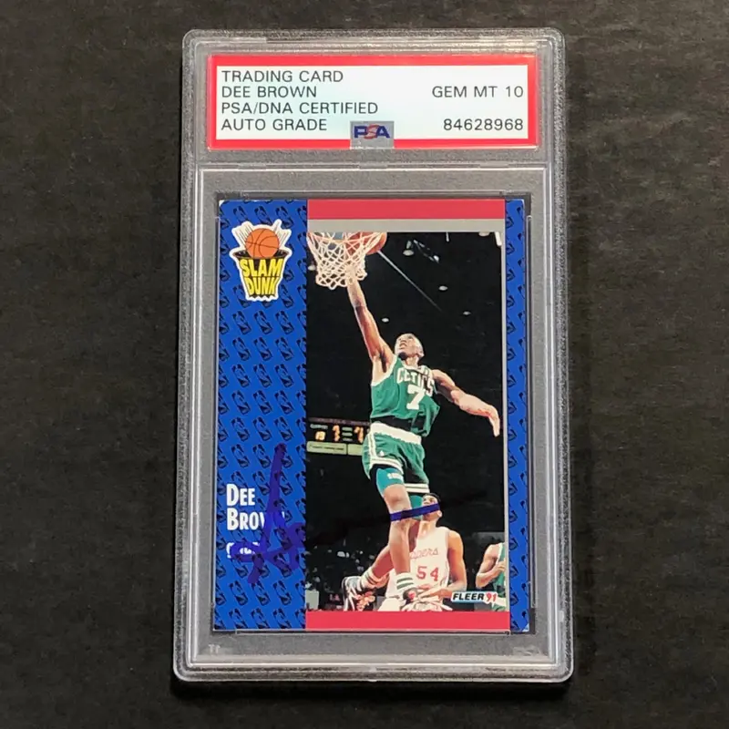 1991-92 Fleer Slam Dunk #228 Dee Brown Signed Card AUTO 10 PSA Slabbed Celtics
