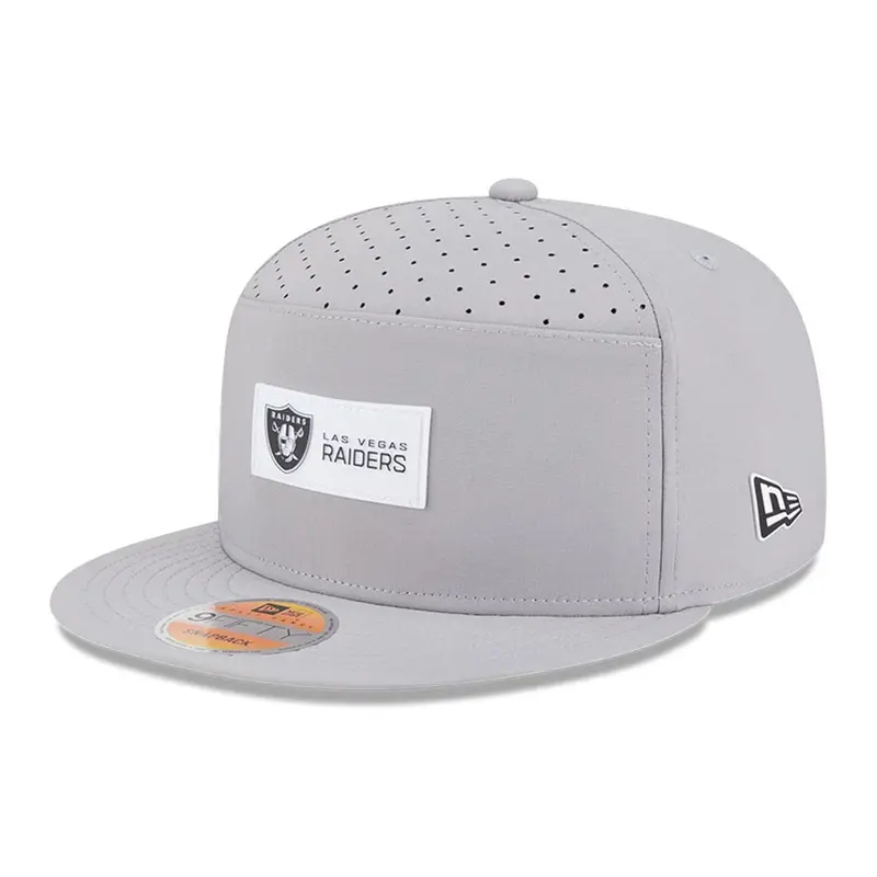 Las Vegas Raiders NFL Sideline 2025 Grey 9FIFTY Split Panel Snapback Adjustable Cap