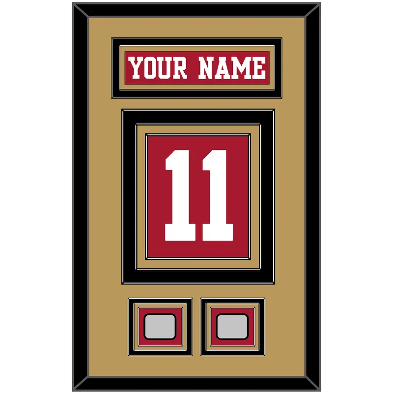 San Francisco Nameplate & Number (Back) With 2 Super Bowl Patches - Home Red - Triple Mat 5