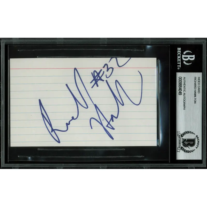 Pistons Richard Hamilton Authentic Signed 3x5 Index Card BAS Slabbed #9884049