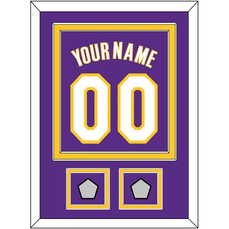 Los Angeles Name & Number With 2 Champions Patches - Road Purple (1999-2004) - Double Mat 2