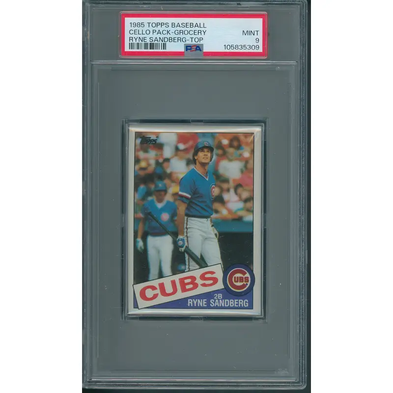 1985 Topps Baseball Unopened Grocery Cello Pack Sandberg Top PSA 9 *5309