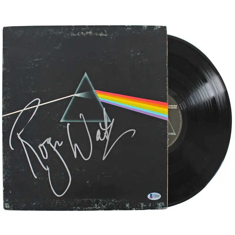 Roger Waters Pink Floyd Signed Dark Side Of The Moon Album Cover W/ Vinyl BAS