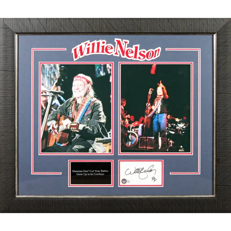 Willie Nelson Authentic Signed 3x5 Index Card Framed Display BAS #BL98281