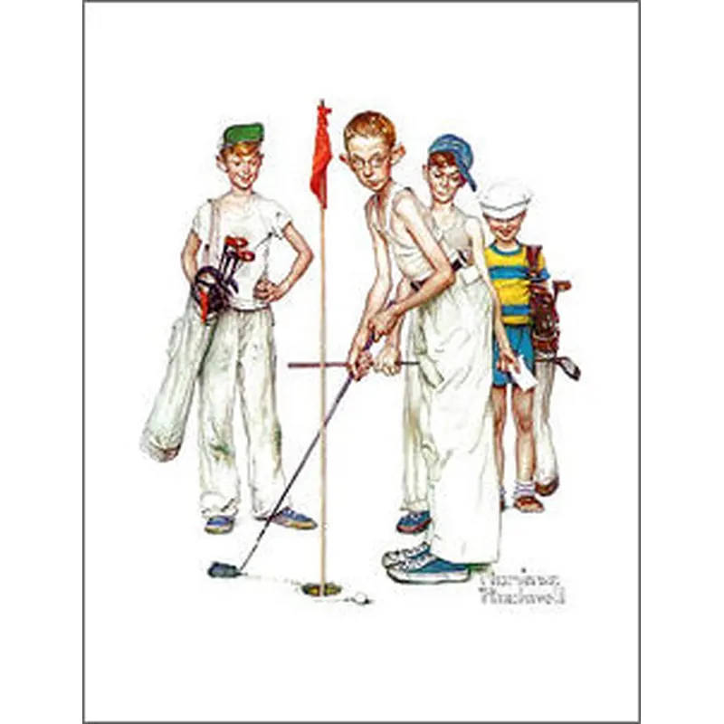 Classic Golf Art "Missed" Poster by Norman Rockwell - Haddad's