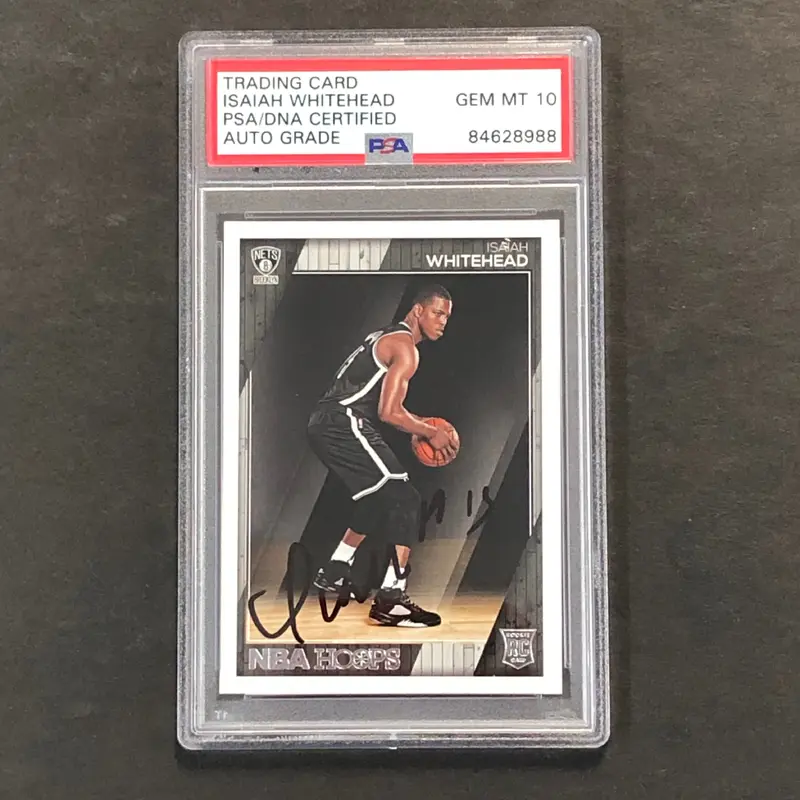 2016-17 NBA Hoops #295 Isaiah Whitehead Signed Card AUTO GRADE 10 PSA Slabbed Nets
