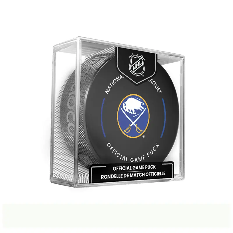 NHL Buffalo Sabres Officially Licensed 2025-2026 Game Puck Design In Cube