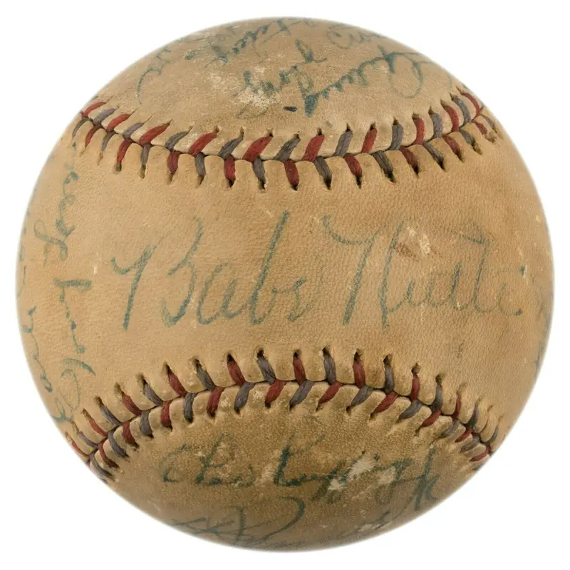Babe Ruth & Lou Gehrig 1933 New York Yankees Team Signed Baseball PSA DNA & JSA