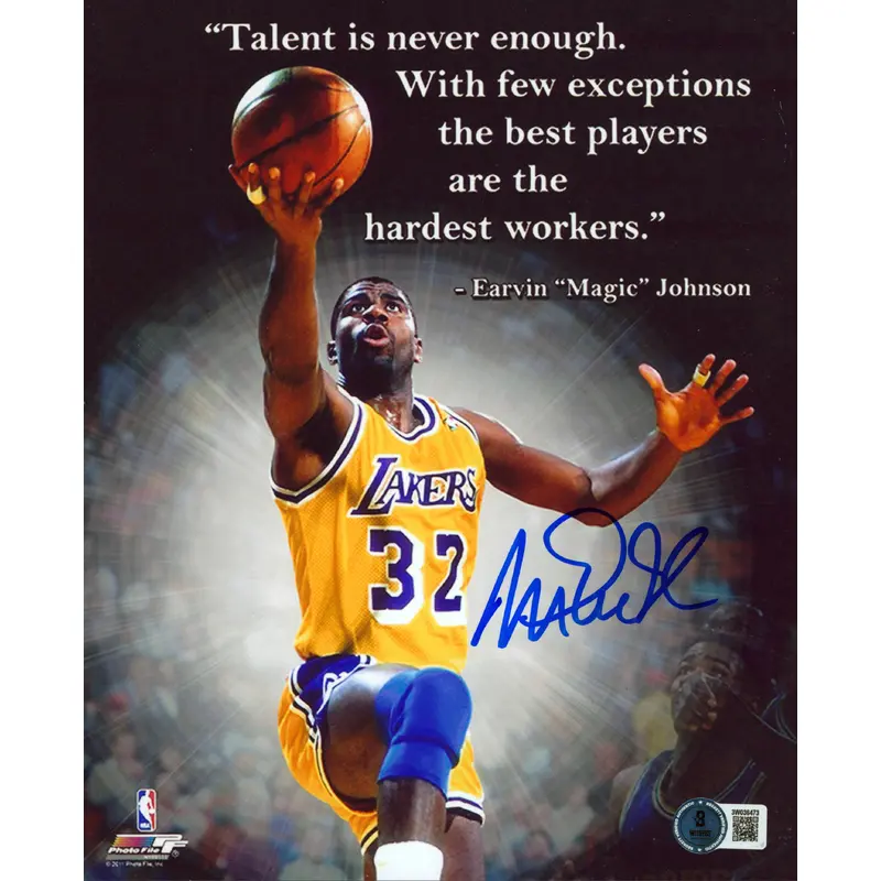 Lakers Magic Johnson Authentic Signed 8x10 Vertical Quote Photo BAS Witnessed 2