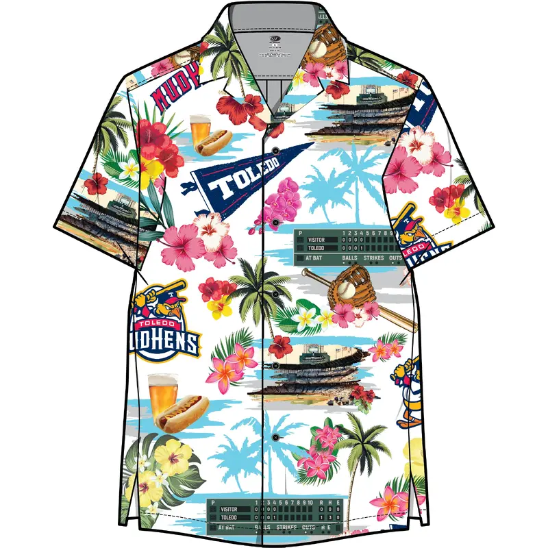 Toledo Mud Hens Hawaiian Full Button Up Shirt