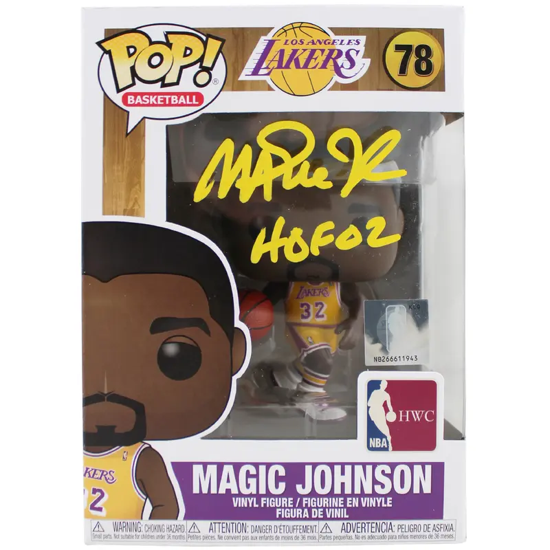 Lakers Magic Johnson "HOF 02" Signed NBA HWC #78 Funko Pop Vinyl Figure Sig BAS