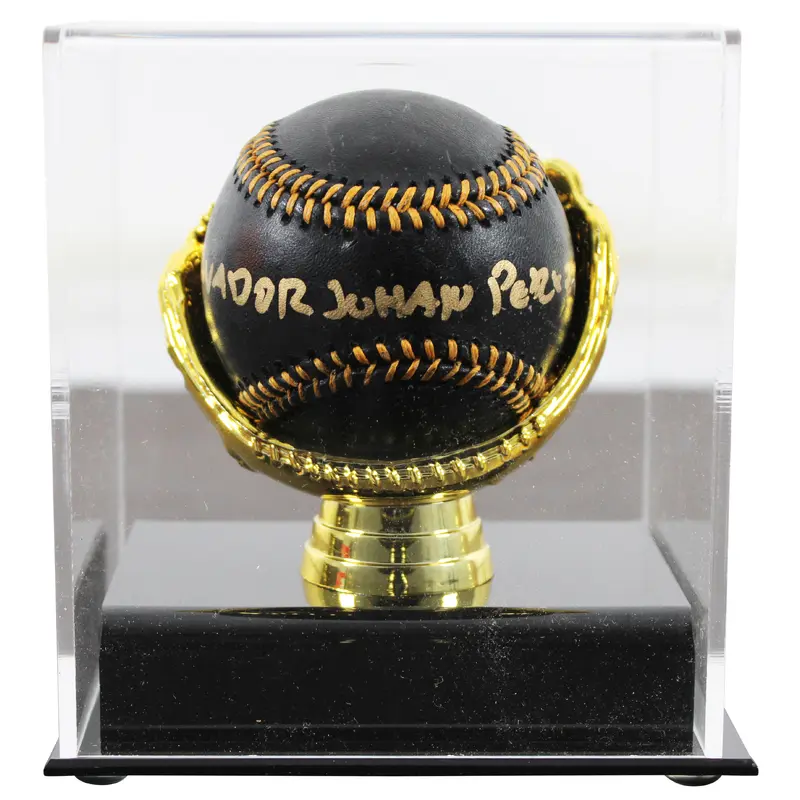 Royals Salvador Johan Perez Diaz Full Name Signed Black Oml Baseball w/ Case BAS
