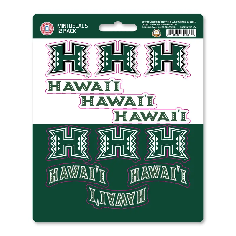 University of Hawaii Mini Decal 12-pk