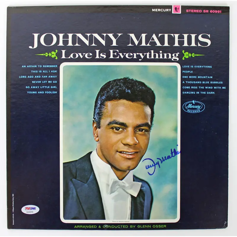 Johnny Mathis Authentic Signed Love Is Everything Album Cover PSA/DNA #AB43090