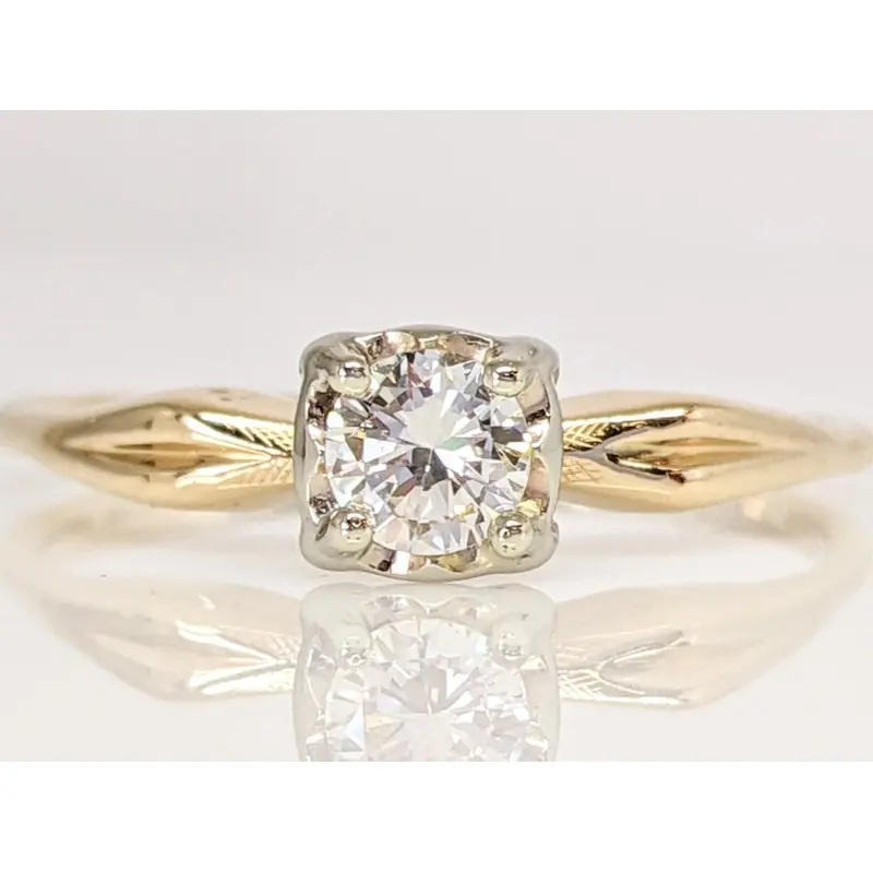 14K .31 CARAT TOTAL SI1 J DIAMOND ROUND ILLUSION HEAD ESTATE RING 2.2 GRAMS