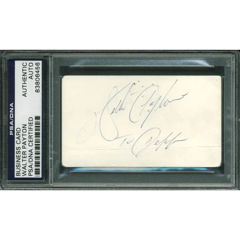 Bears Walter Payton Authentic Signed 2x3.5 Business Card PSA/DNA Slabbed
