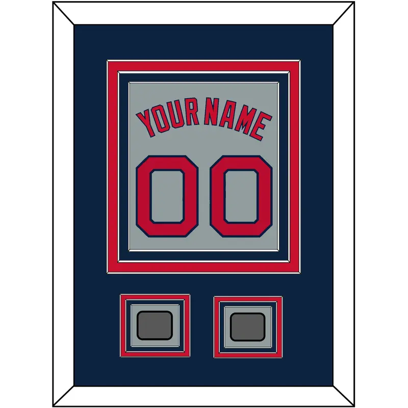 Boston Name, Number & Two World Series Champions Patches - Road Gray - Triple Mat 3