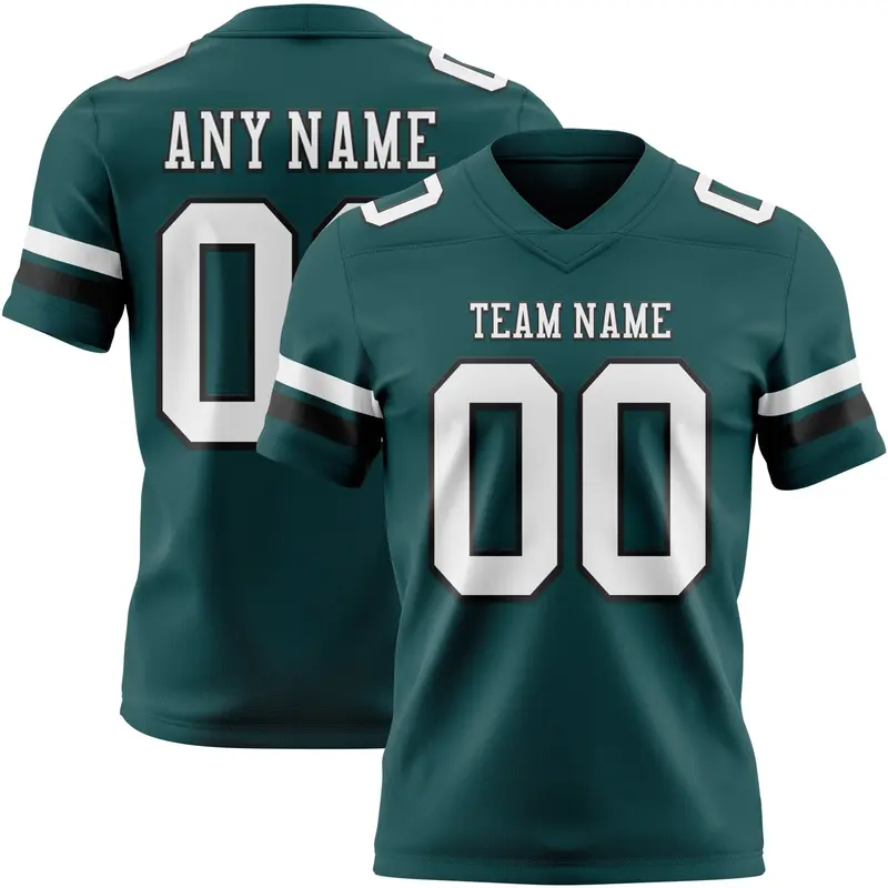 Custom Midnight Green White-Black Mesh Authentic Football Jersey