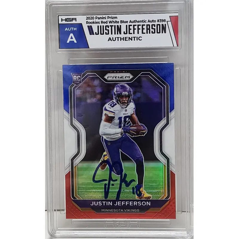 Justin Jefferson 2020 Panini Prizm Red White Blue Prizm Rookie Auto HGA Auth