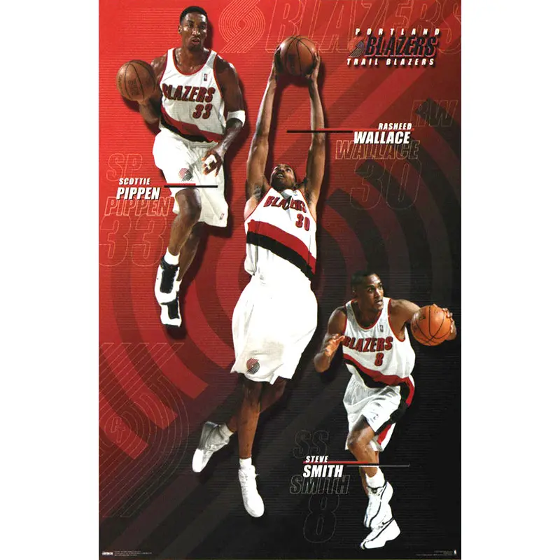 Portland Trail Blazers "Super Trio" Poster (Pippen, Wallace, Smith) - Costacos 2000