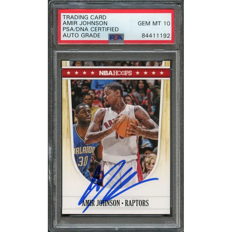 2011-12 NBA Hoops #229 Amir Johnson Signed Card AUTO 10 PSA Slabbed Raptors