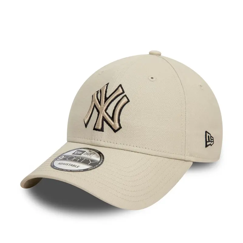 New York Yankees Team Outline Cream 9FORTY Adjustable Cap
